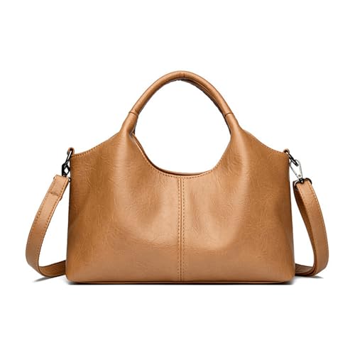 BUKESIYI Damen Tasche Umhängetasche Handtasche Frauen Klein Schultertasche Lack PU Leder Weekender DE77452 Braun von BUKESIYI