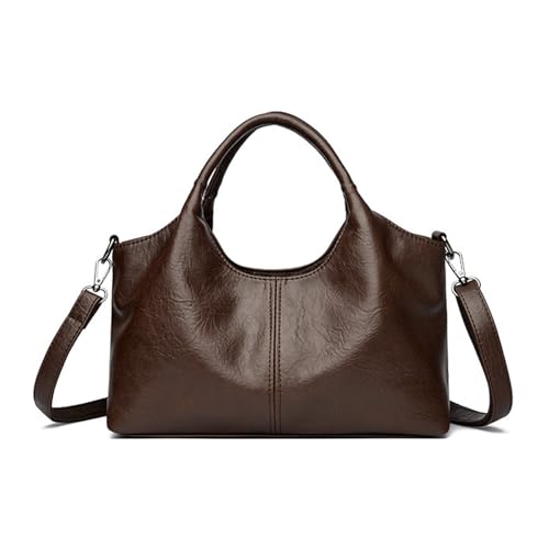 BUKESIYI Damen Tasche Umhängetasche Handtasche Frauen Klein Schultertasche Lack PU Leder Weekender DE77452 Kaffee von BUKESIYI