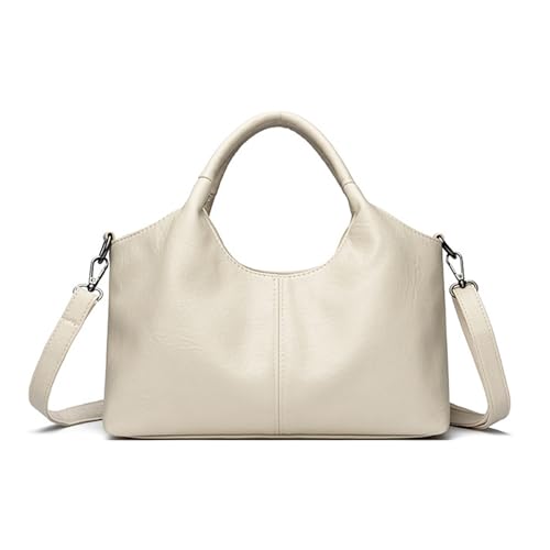 BUKESIYI Damen Tasche Umhängetasche Handtasche Frauen Klein Schultertasche Lack PU Leder Weekender DE77452 Nicht-Gerade Weiss von BUKESIYI