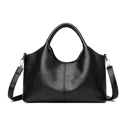 BUKESIYI Damen Tasche Umhängetasche Handtasche Frauen Klein Schultertasche Lack PU Leder Weekender DE77452 Schwarz von BUKESIYI