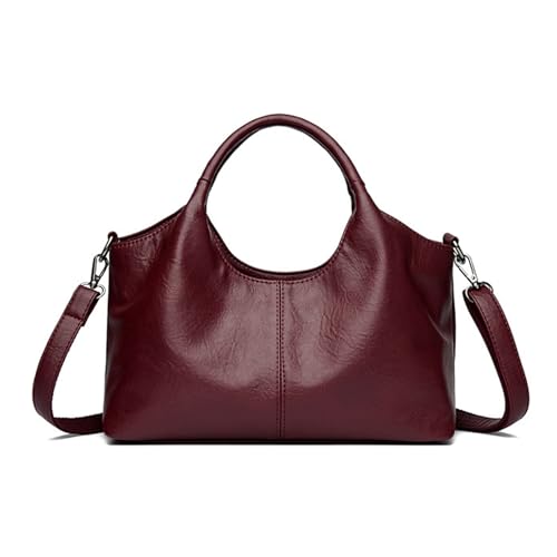 BUKESIYI Damen Tasche Umhängetasche Handtasche Frauen Klein Schultertasche Lack PU Leder Weekender DE77452 Weinrot von BUKESIYI