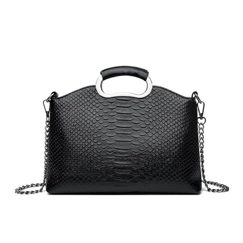 BUKESIYI Damen Tasche Umhängetasche Handtasche Frauen Klein Schultertasche Lack PU Leder Weekender DE77453 Schwarz von BUKESIYI