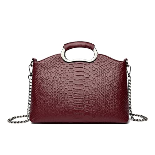 BUKESIYI Damen Tasche Umhängetasche Handtasche Frauen Klein Schultertasche Lack PU Leder Weekender DE77453 Weinrot von BUKESIYI