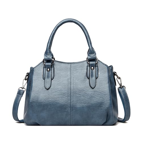 BUKESIYI Damen Tasche Umhängetasche Handtasche Frauen Klein Schultertasche Lack PU Leder Weekender DE77454 Blau von BUKESIYI