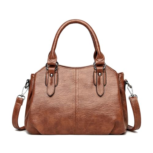 BUKESIYI Damen Tasche Umhängetasche Handtasche Frauen Klein Schultertasche Lack PU Leder Weekender DE77454 Braun von BUKESIYI