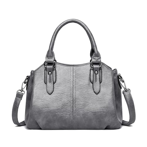 BUKESIYI Damen Tasche Umhängetasche Handtasche Frauen Klein Schultertasche Lack PU Leder Weekender DE77454 Grau von BUKESIYI