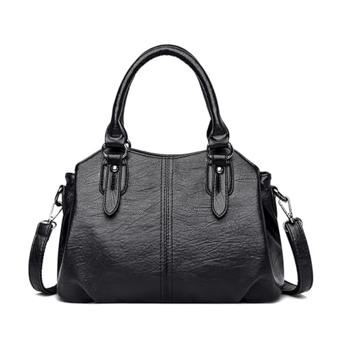 BUKESIYI Damen Tasche Umhängetasche Handtasche Frauen Klein Schultertasche Lack PU Leder Weekender DE77454 Schwarz von BUKESIYI