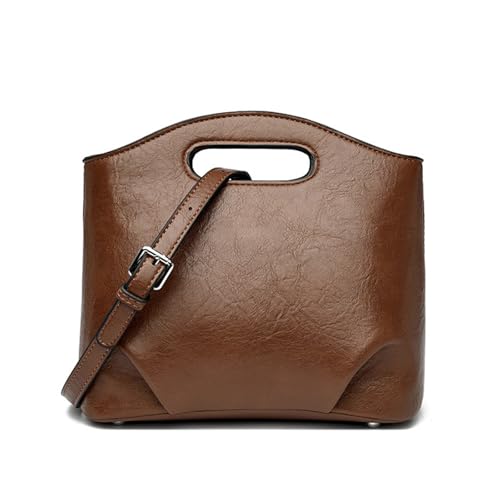 BUKESIYI Damen Tasche Umhängetasche Handtasche Frauen Klein Schultertasche Lack PU Leder Weekender DE77455 Braun von BUKESIYI