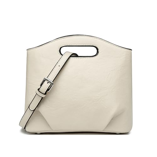 BUKESIYI Damen Tasche Umhängetasche Handtasche Frauen Klein Schultertasche Lack PU Leder Weekender DE77455 Nicht-Gerade Weiss von BUKESIYI