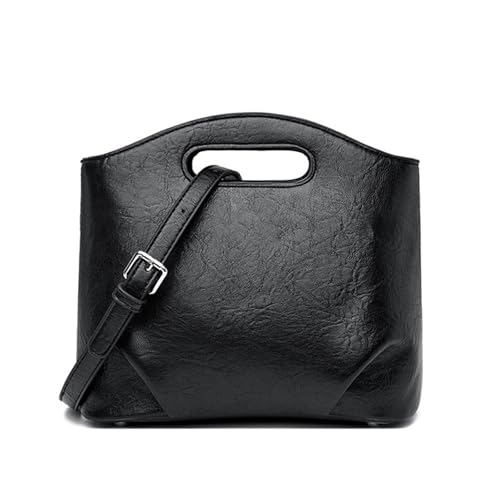 BUKESIYI Damen Tasche Umhängetasche Handtasche Frauen Klein Schultertasche Lack PU Leder Weekender DE77455 Schwarz von BUKESIYI