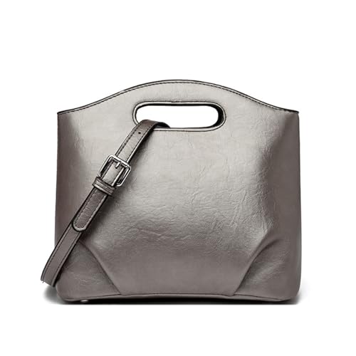 BUKESIYI Damen Tasche Umhängetasche Handtasche Frauen Klein Schultertasche Lack PU Leder Weekender DE77455 Silber von BUKESIYI