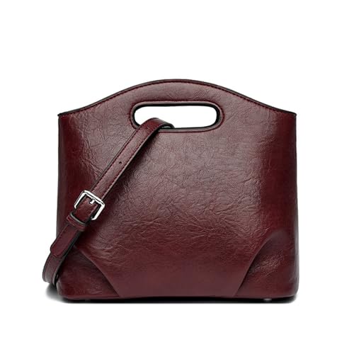 BUKESIYI Damen Tasche Umhängetasche Handtasche Frauen Klein Schultertasche Lack PU Leder Weekender DE77455 Weinrot von BUKESIYI