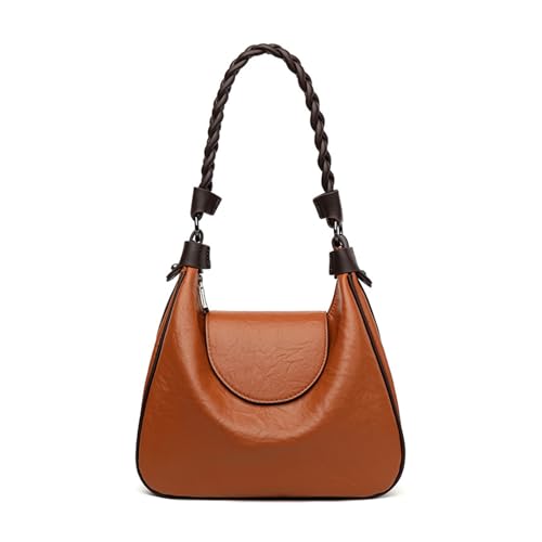 BUKESIYI Damen Tasche Umhängetasche Handtasche Frauen Klein Schultertasche Lack PU Leder Weekender DE77458 Braun von BUKESIYI