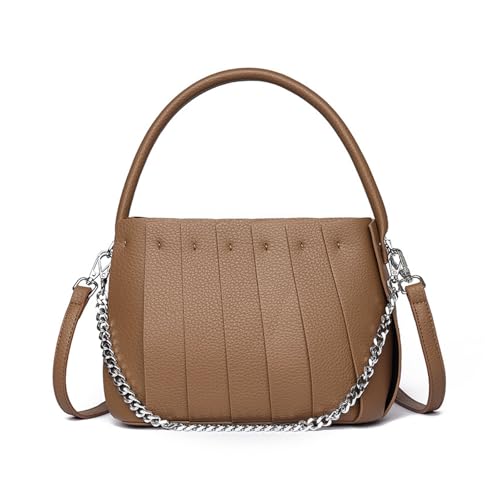 BUKESIYI Damen Tasche Umhängetasche Handtasche Frauen Klein Schultertasche Lack PU Leder Weekender DE77460 Braun von BUKESIYI