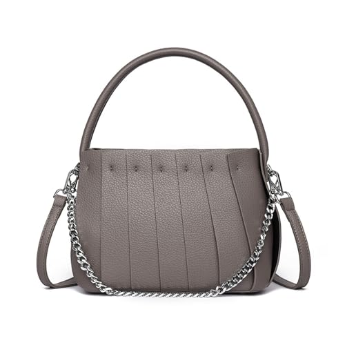 BUKESIYI Damen Tasche Umhängetasche Handtasche Frauen Klein Schultertasche Lack PU Leder Weekender DE77460 Grau von BUKESIYI