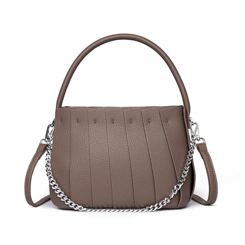 BUKESIYI Damen Tasche Umhängetasche Handtasche Frauen Klein Schultertasche Lack PU Leder Weekender DE77460 Kaffee von BUKESIYI