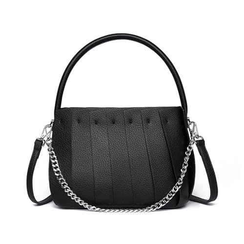 BUKESIYI Damen Tasche Umhängetasche Handtasche Frauen Klein Schultertasche Lack PU Leder Weekender DE77460 Schwarz von BUKESIYI