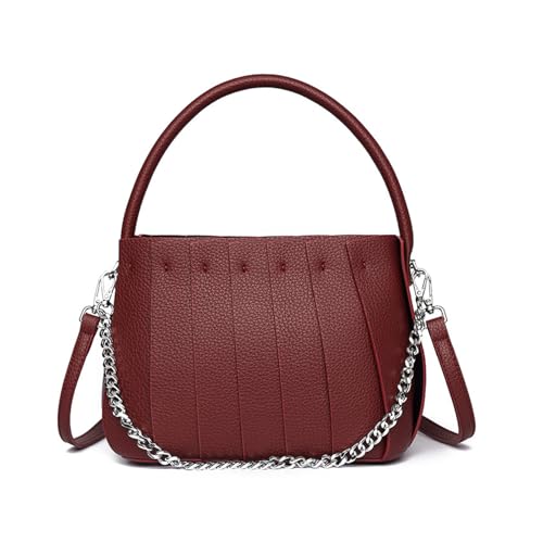 BUKESIYI Damen Tasche Umhängetasche Handtasche Frauen Klein Schultertasche Lack PU Leder Weekender DE77460 Weinrot von BUKESIYI