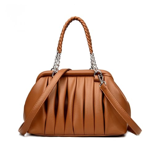 BUKESIYI Damen Tasche Umhängetasche Handtasche Frauen Klein Schultertasche Lack PU Leder Weekender DE77462 Braun von BUKESIYI