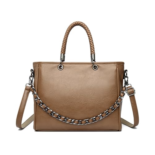 BUKESIYI Damen Tasche Umhängetasche Handtasche Frauen Klein Schultertasche Lack PU Leder Weekender DE77467 Braun von BUKESIYI