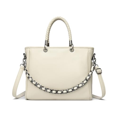 BUKESIYI Damen Tasche Umhängetasche Handtasche Frauen Klein Schultertasche Lack PU Leder Weekender DE77467 Nicht-Gerade Weiss von BUKESIYI