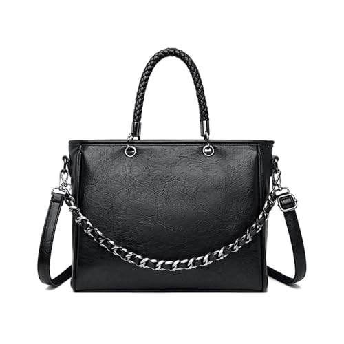 BUKESIYI Damen Tasche Umhängetasche Handtasche Frauen Klein Schultertasche Lack PU Leder Weekender DE77467 Schwarz von BUKESIYI