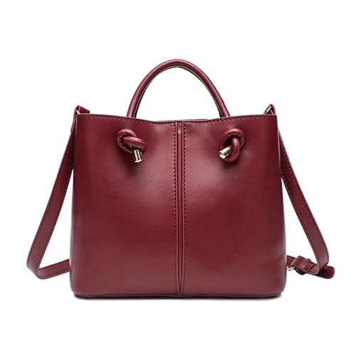 BUKESIYI Damen Tasche Umhängetasche Handtasche Frauen Klein Schultertasche Lack PU Leder Weekender DE77470 Weinrot von BUKESIYI