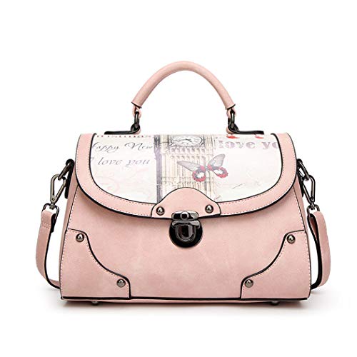 BUKESIYI Damen Tasche Umhängetasche Handtasche Frauen Klein Schultertasche Weekender Lack PU Leder CCDE77101 Rosa von BUKESIYI