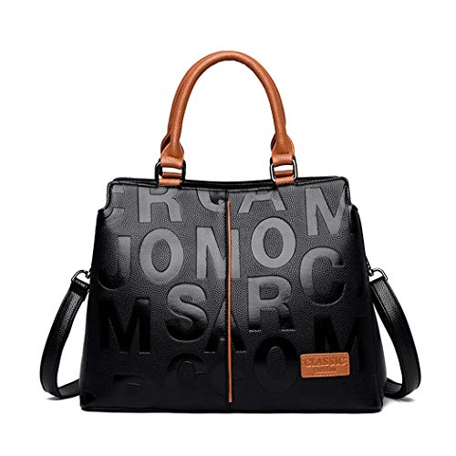 BUKESIYI Damen Tasche Umhängetasche Handtasche Frauen Klein Schultertasche Weekender Lack PU Leder DE77124 Schwarz V1 von BUKESIYI