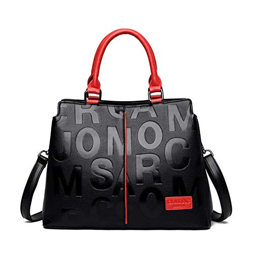 BUKESIYI Damen Tasche Umhängetasche Handtasche Frauen Klein Schultertasche Weekender Lack PU Leder DE77124 Schwarz von BUKESIYI