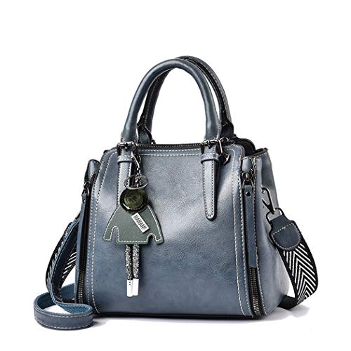 BUKESIYI Damen Tasche Umhängetasche Handtasche Frauen Klein Schultertasche Weekender Lack PU Leder CCDE77139 Blau von BUKESIYI