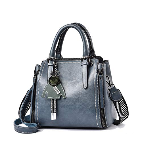 BUKESIYI Damen Tasche Umhängetasche Handtasche Frauen Klein Schultertasche Weekender Lack PU Leder DE77139 Blau von BUKESIYI