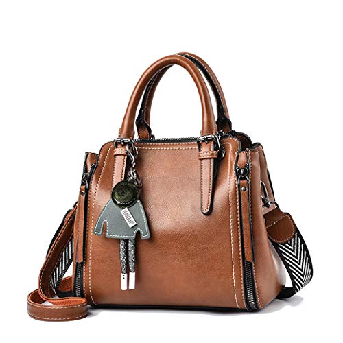 BUKESIYI Damen Tasche Umhängetasche Handtasche Frauen Klein Schultertasche Weekender Lack PU Leder DE77139 Braun von BUKESIYI