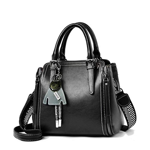 BUKESIYI Damen Tasche Umhängetasche Handtasche Frauen Klein Schultertasche Weekender Lack PU Leder DE77139 Schwarz von BUKESIYI