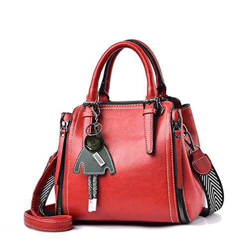 BUKESIYI Damen Tasche Umhängetasche Handtasche Frauen Klein Schultertasche Weekender Lack PU Leder DE77139 Weinrot von BUKESIYI