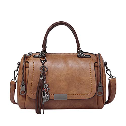 BUKESIYI Damen Tasche Umhängetasche Handtasche Frauen Klein Schultertasche Weekender Lack PU Leder DE77152 Braun von BUKESIYI