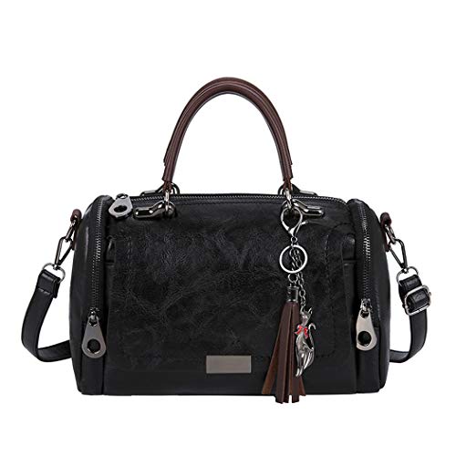 BUKESIYI Damen Tasche Umhängetasche Handtasche Frauen Klein Schultertasche Weekender Lack PU Leder CCDE77152 Schwarz von BUKESIYI