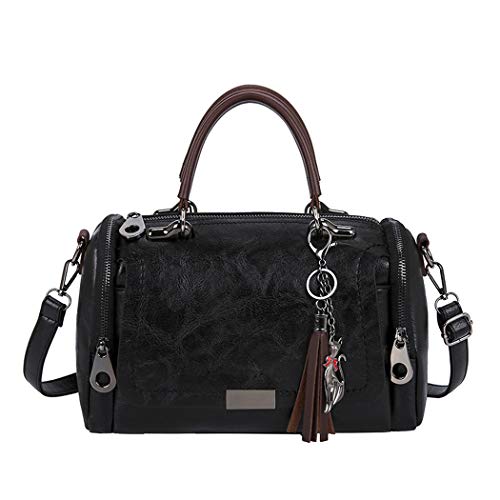 BUKESIYI Damen Tasche Umhängetasche Handtasche Frauen Klein Schultertasche Weekender Lack PU Leder DE77152 Schwarz von BUKESIYI