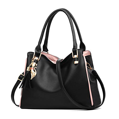 BUKESIYI Damen Tasche Umhängetasche Handtasche Frauen Klein Schultertasche Weekender Lack PU Leder CCDE77157 Schwarz von BUKESIYI