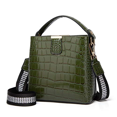BUKESIYI Damen Tasche Umhängetasche Handtasche Frauen Klein Schultertasche Weekender Lack PU Leder DE77224 Grün von BUKESIYI