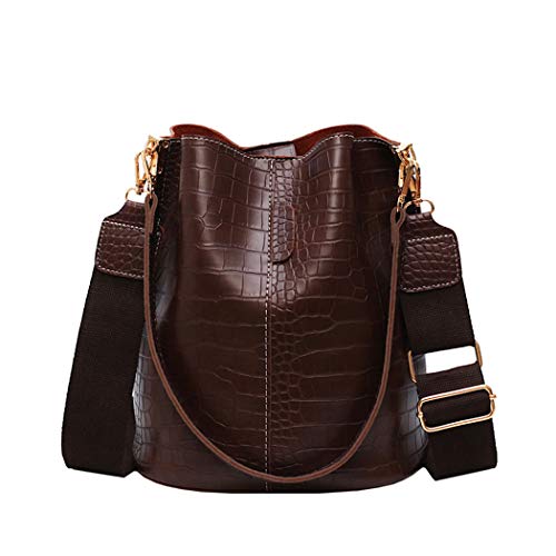 BUKESIYI Damen Tasche Umhängetasche Handtasche Frauen Klein Schultertasche Weekender Lack PU Leder CCDE77245 Kaffee von BUKESIYI