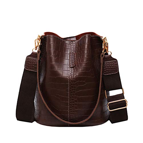 BUKESIYI Damen Tasche Umhängetasche Handtasche Frauen Klein Schultertasche Weekender Lack PU Leder DE77245 Kaffee von BUKESIYI
