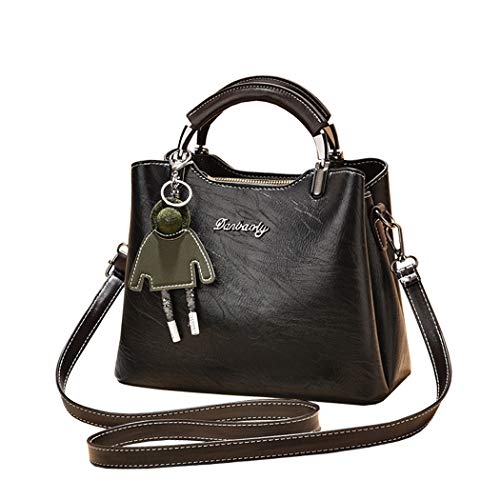 BUKESIYI Damen Tasche Umhängetasche Handtasche Frauen Klein Schultertasche Weekender Lack PU Leder DE77257 Schwarz von BUKESIYI