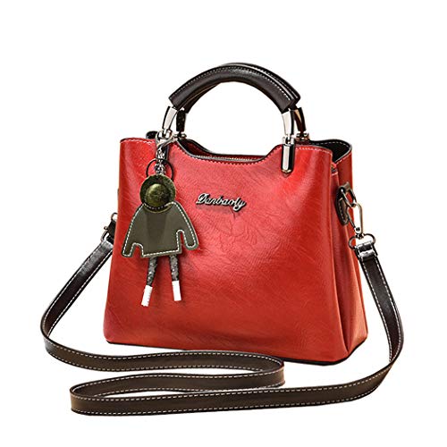 BUKESIYI Damen Tasche Umhängetasche Handtasche Frauen Klein Schultertasche Weekender Lack PU Leder DE77257 Weinrot von BUKESIYI