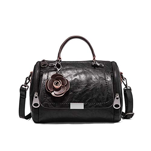 BUKESIYI Damen Tasche Umhängetasche Handtasche Frauen Klein Schultertasche Weekender Lack PU Leder DE77277 Schwarz V1 von BUKESIYI