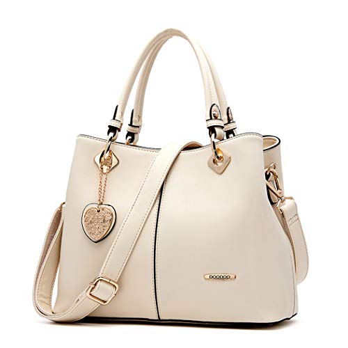 BUKESIYI Damen Tasche Umhängetasche Handtasche Frauen Klein Schultertasche Weekender Lack PU Leder DE77500 Nicht-Gerade Weiss von BUKESIYI