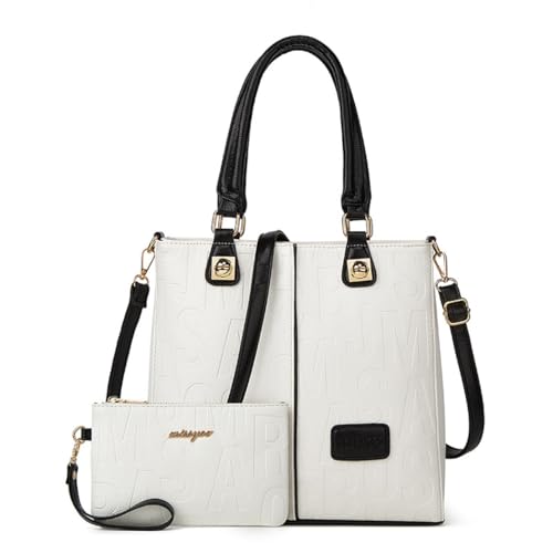 BUKESIYI Damen Tasche Umhängetasche Handtasche Frauen Klein Schultertasche Weekender Lack PU Leder DE77502 Nicht-Gerade Weiss von BUKESIYI