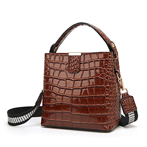 BUKESIYI Damen Tasche Umhängetasche Handtasche Frauen Klein Schultertasche Weekender Lack PU Leder DE77224 Braun von BUKESIYI