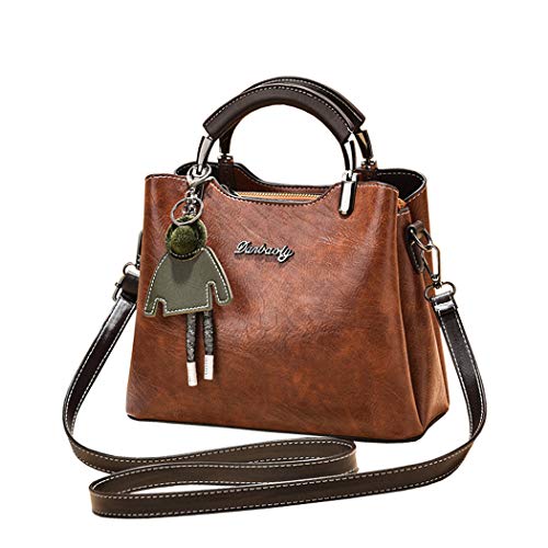 BUKESIYI Damen Tasche Umhängetasche Handtasche Frauen Klein Schultertasche Weekender Lack PU Leder DE77257 Braun von BUKESIYI