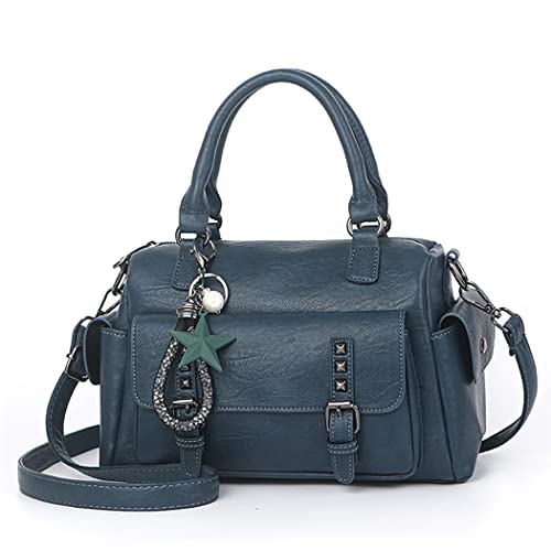 BUKESIYI Damen Tasche Umhängetasche Handtasche Frauen Klein Schultertasche Weekender Lack PU Leder DE77305 Dunkelblau von BUKESIYI